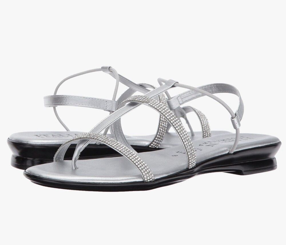Italian Shoemakers Marisa Silver Rhinestone Sandals Sz 10 New